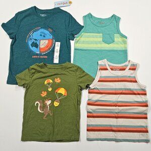 Cat & Jack Boys 4T Shirt Bundle – Tanks & Tees – Earth, Stripes & Fun!